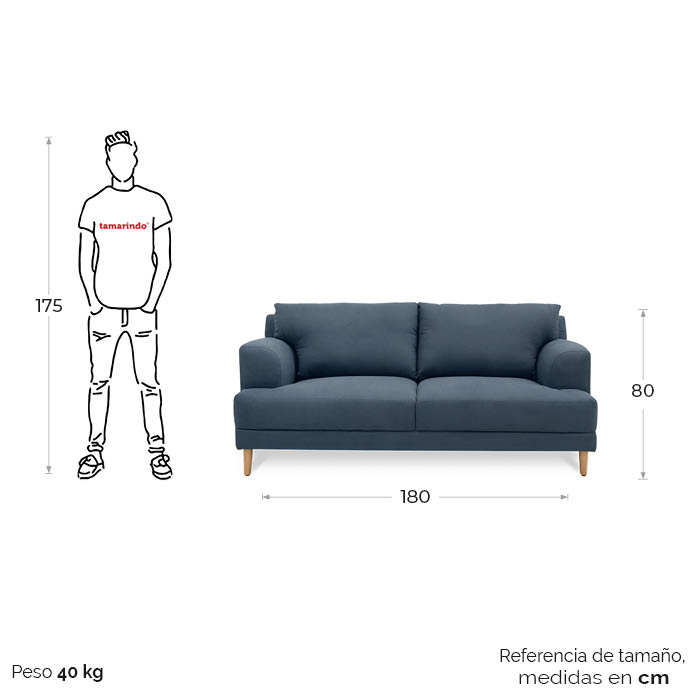 Sofa Tela Azul Oscuro Nuza | Sofá | salas